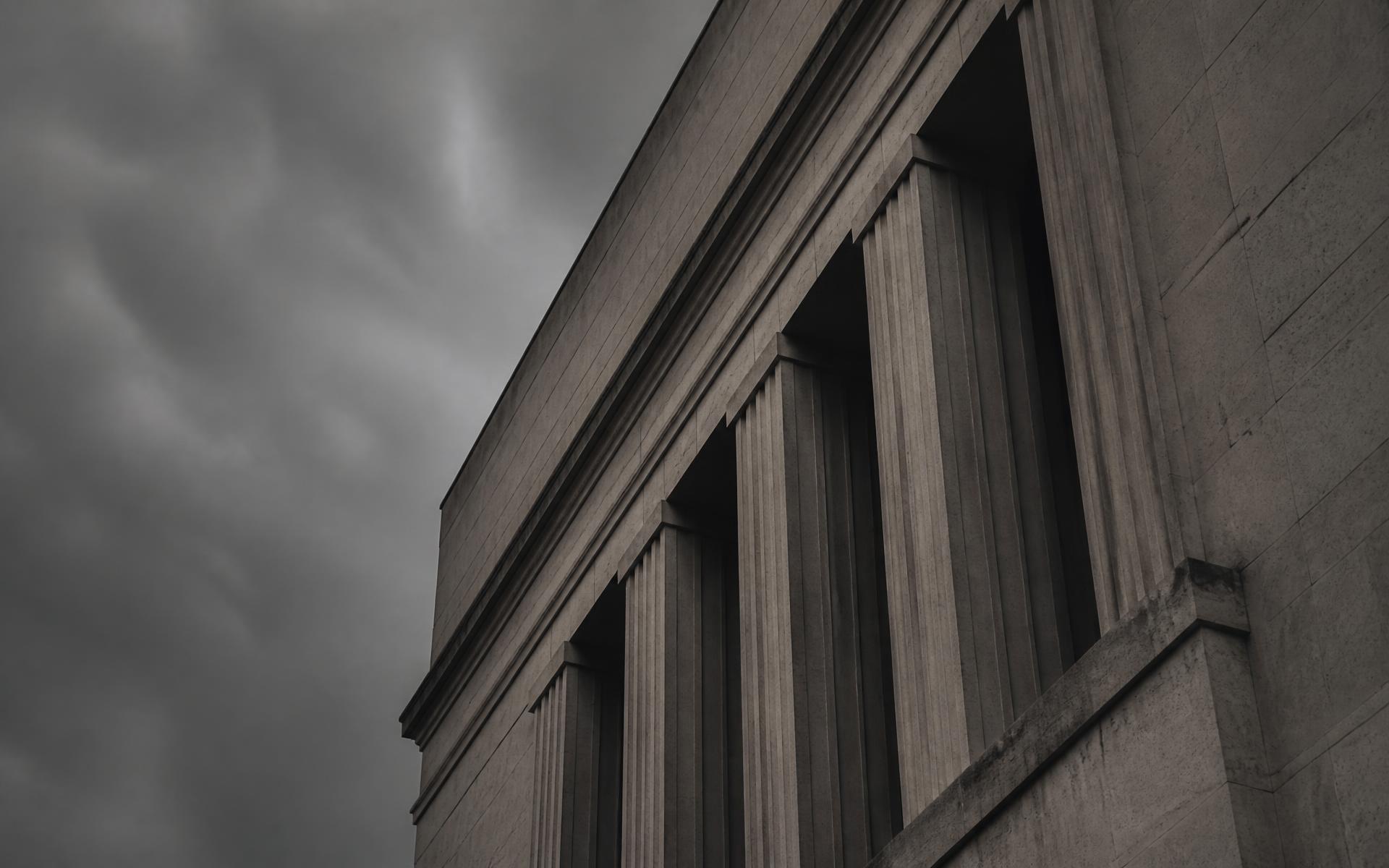 Architectural detail of a federal courthouse facade